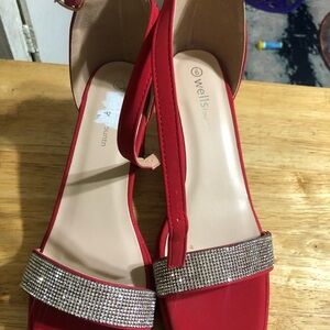 Women Red Rhinestone Sandals